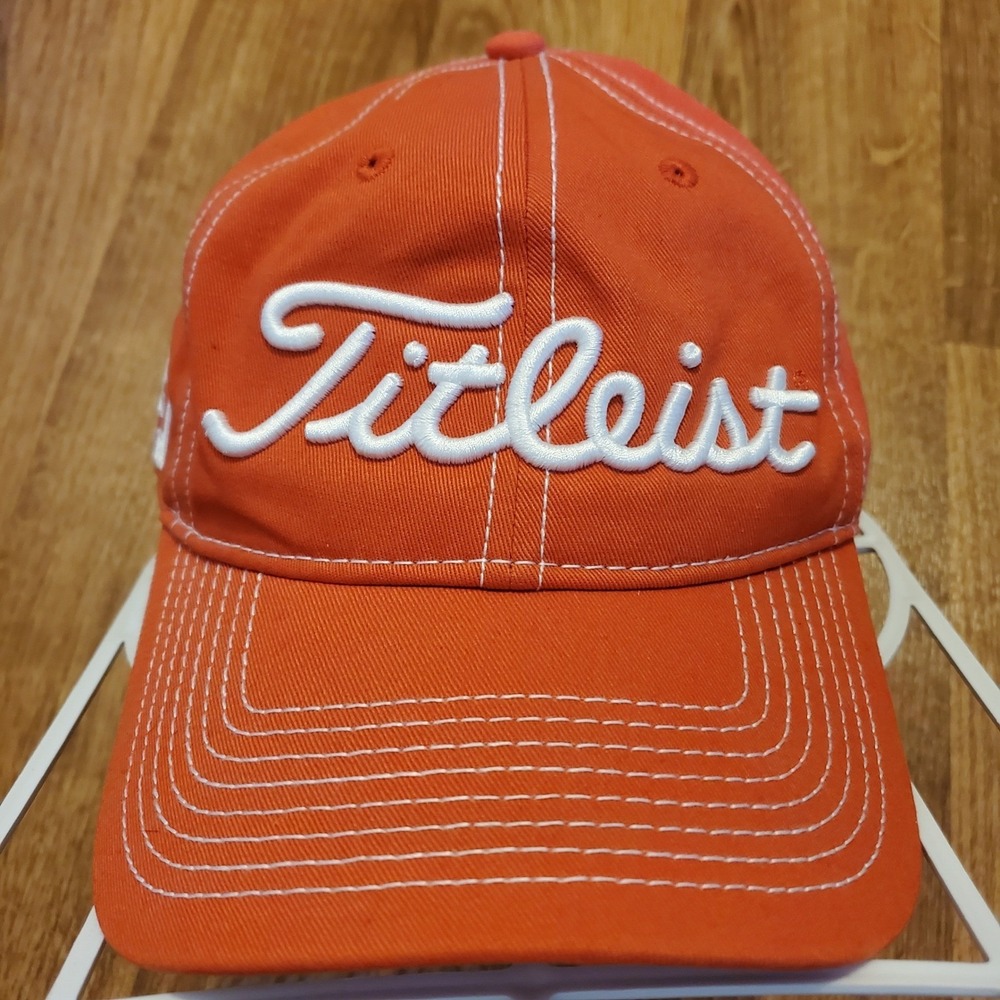 Titleist Golf Hat Cap Adult Strapback Orange Pro V1 FootJoy Adjustable